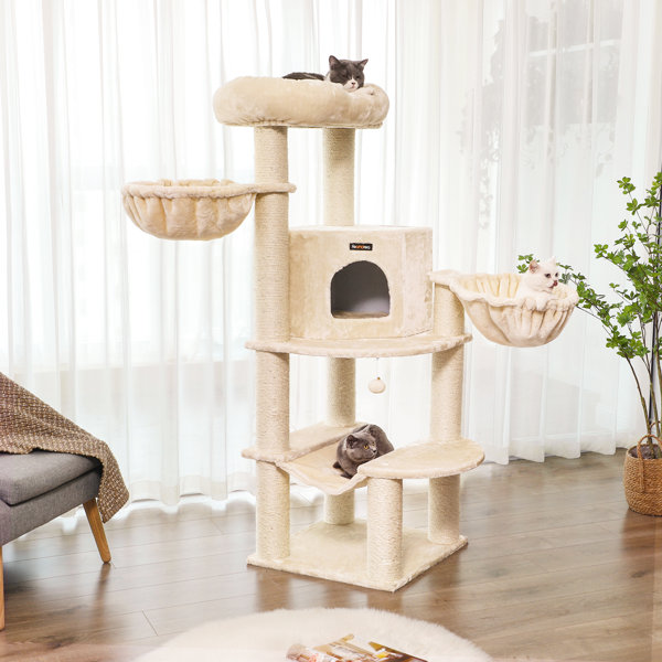 Feandrea Large Cat Tree, Xl Cat Tower, Cat Condo, Beige Upct07m Wayfair